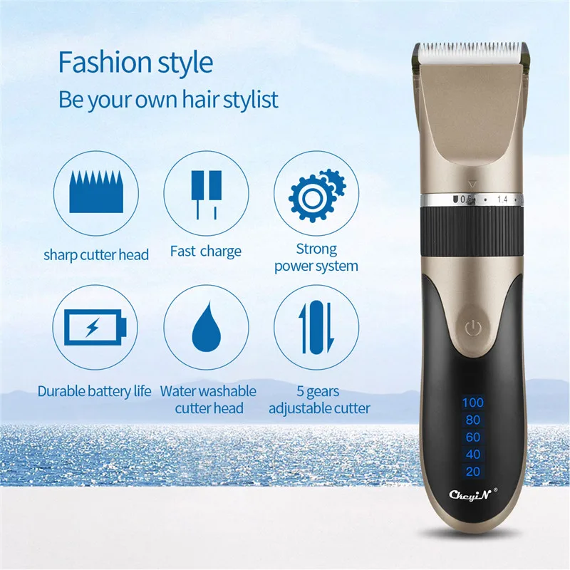Cortadora de pelo de cerámica recargable por USB para hombre, cortadora de Máquina para cortar cabello eléctrica para peluquero, cortador de pelo inalámbrico