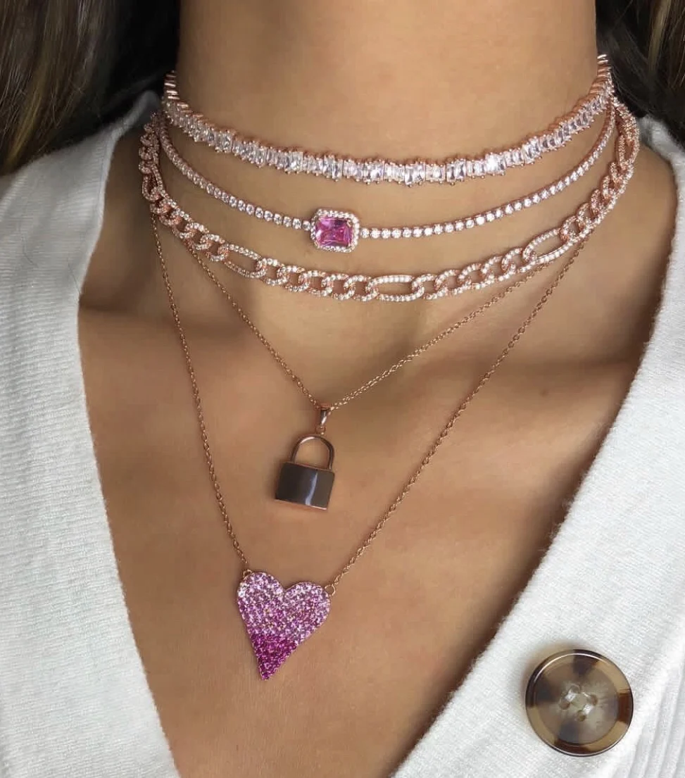 32+ 10 см Короткая Цепочка-чокер микро проложить прозрачное cz iced out bling открытая цепочка ожерелье для женщин хип-хоп ювелирные изделия