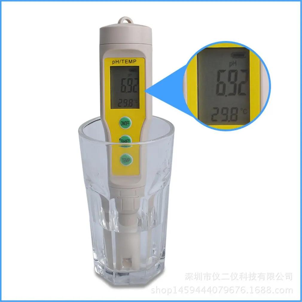 Baratos Medidor de PH temperatura portátil probador LCD Digital de calidad del agua Purity Monitor filtro de medición para la orina del vino del acuario nuevas gotas