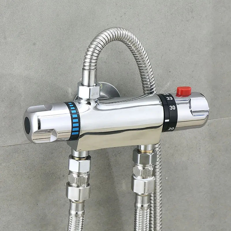 Thermostatic Bath Shower Control Valve Bottom Faucet Wall Mounted Hot And Cold Brass Bathroom Mixer Bathtub Tap shower set bathtub faucet