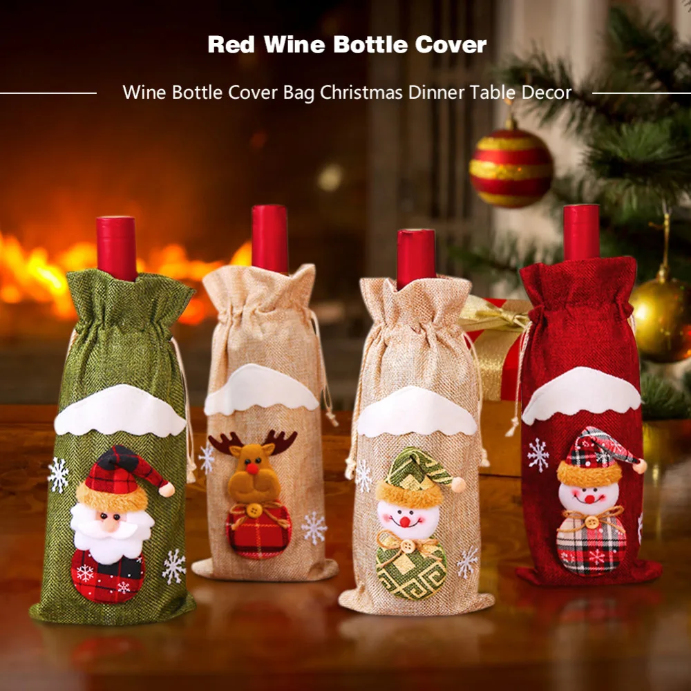 42 типа Рождественская Крышка для бутылки вина Новогодняя Подарочная сумка держатель Рождественское украшение для дома вечерние декор для обеденного стола