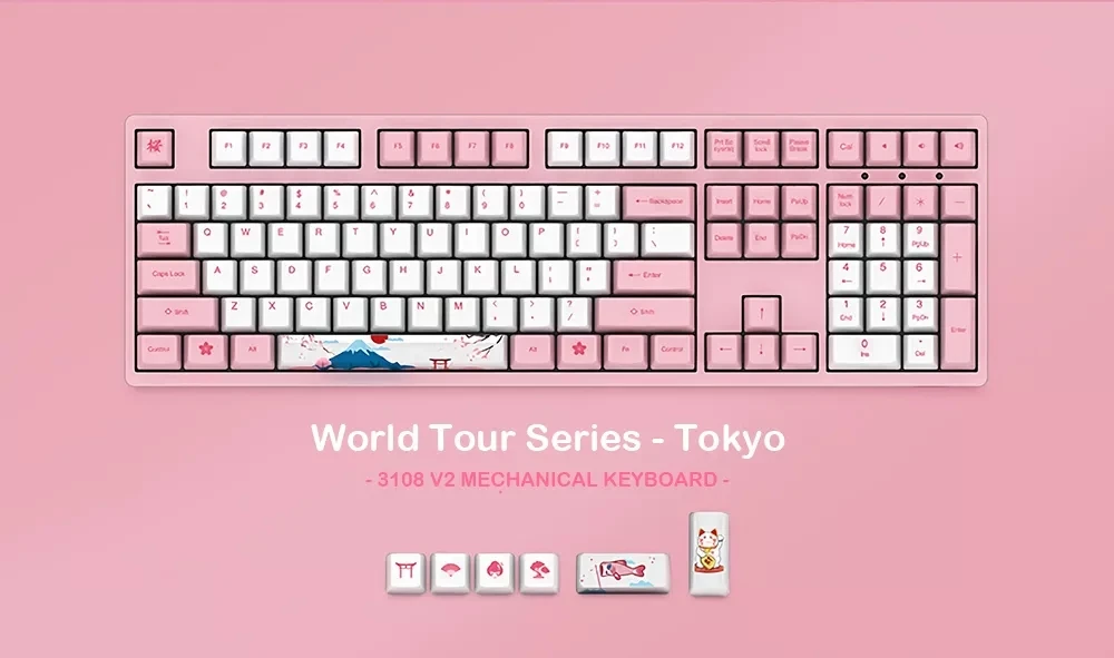 AKKO 3108 V2 Механическая игровая клавиатура тип-c Проводная 108 клавиша PBT Keycap World Tour Series Tokyo для домашнего офиса