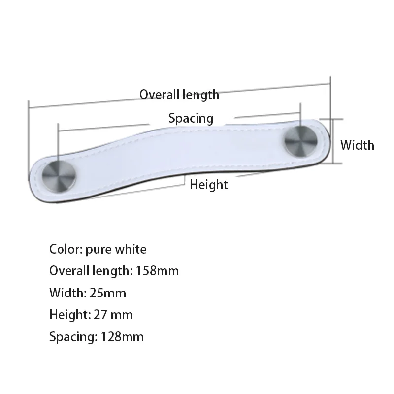 Кожаная ручка для мебели, современный минималистичный стиль, кожаная ручка, Детская дверная ручка, ручка для ящика шкафа - Цвет: 128 hole white