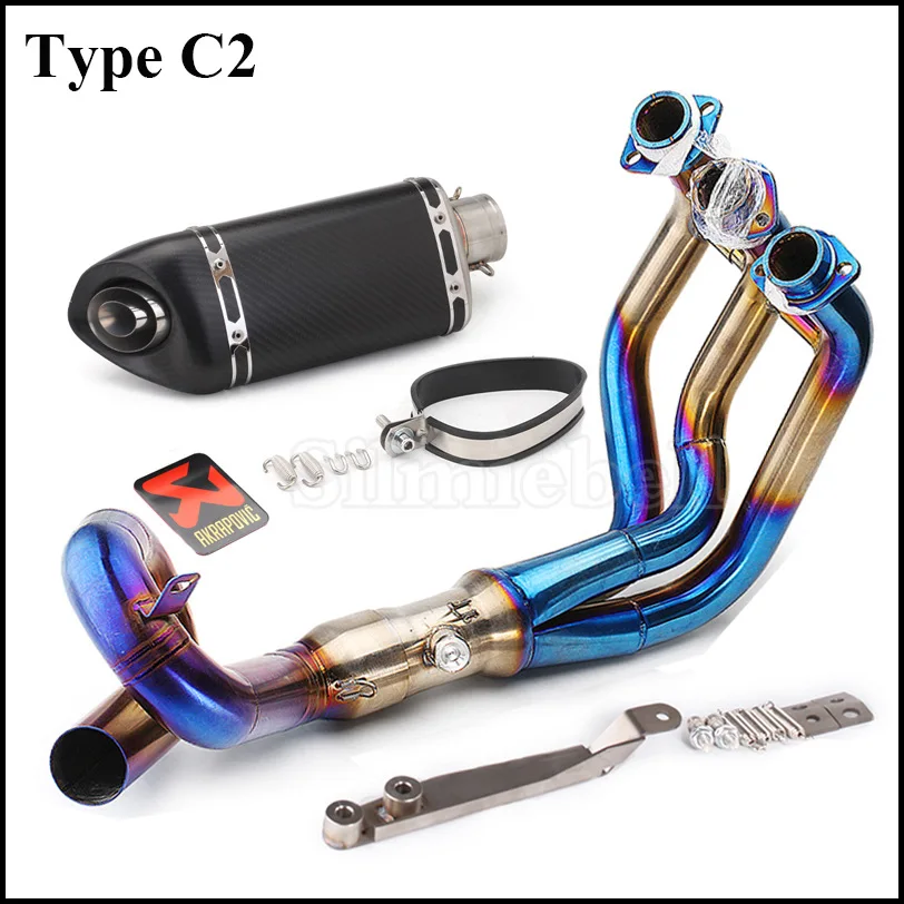 MT-09 FZ-09 moto rcycle Akrapovic выхлопная труба глушителя полная система Слип-на трубе карбоновая побега мото для Yamaha MT09 FZ09 XSR900 - Цвет: Type C2