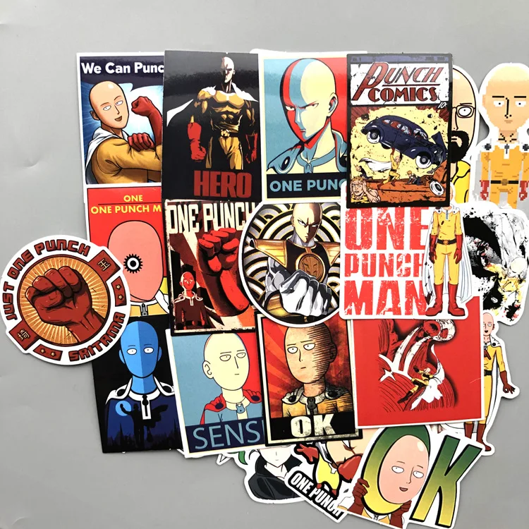 Короткая футболка с героями из японского аниме ONE PUNCH MAN/StickersFor ноутбук мотоцикл