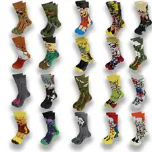 Street Style Hiphop Personalized Novelty Horror Sock Men Weird Comic Style Men Socks Funny Autumn Winter Cotton Warm Dress Socks