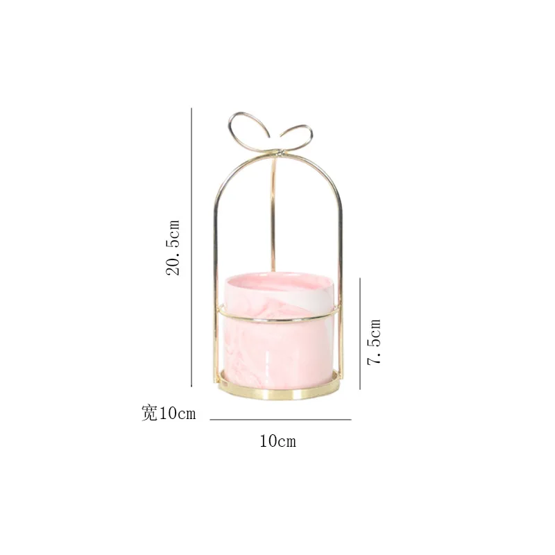 pink Мини-горшки для цветов Скандинавское креативное покрытие Cachepot подставка для горшка металлический держатель керамическая суккулентная Орхидея Балконная художественная ваза для растений - Цвет: pink