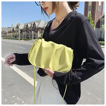 

Soft PU Leather Ladies Shoulder Messenger Bags Candy Colors Women Small Saddle Bag Summer Fashion Girls Fold Purse Handbags