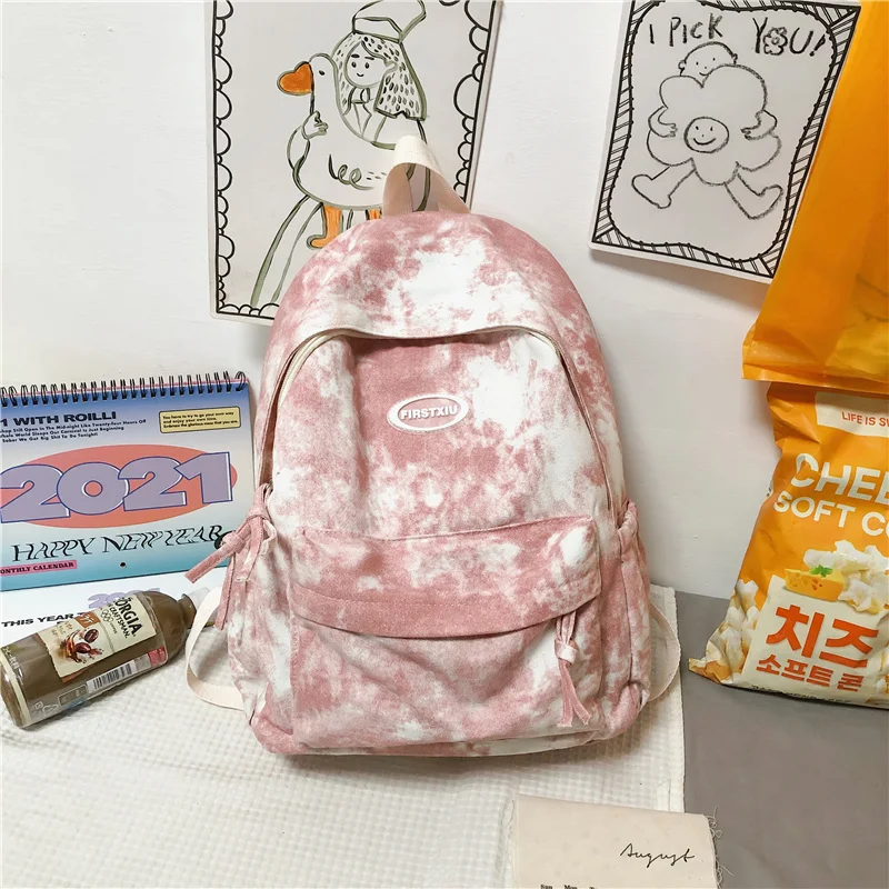 Simple Dyeing Design Women Backpack Kawaii Nylon Book Bag Female Mochila School Backpack for Teenage Girl Travel Rucksack 