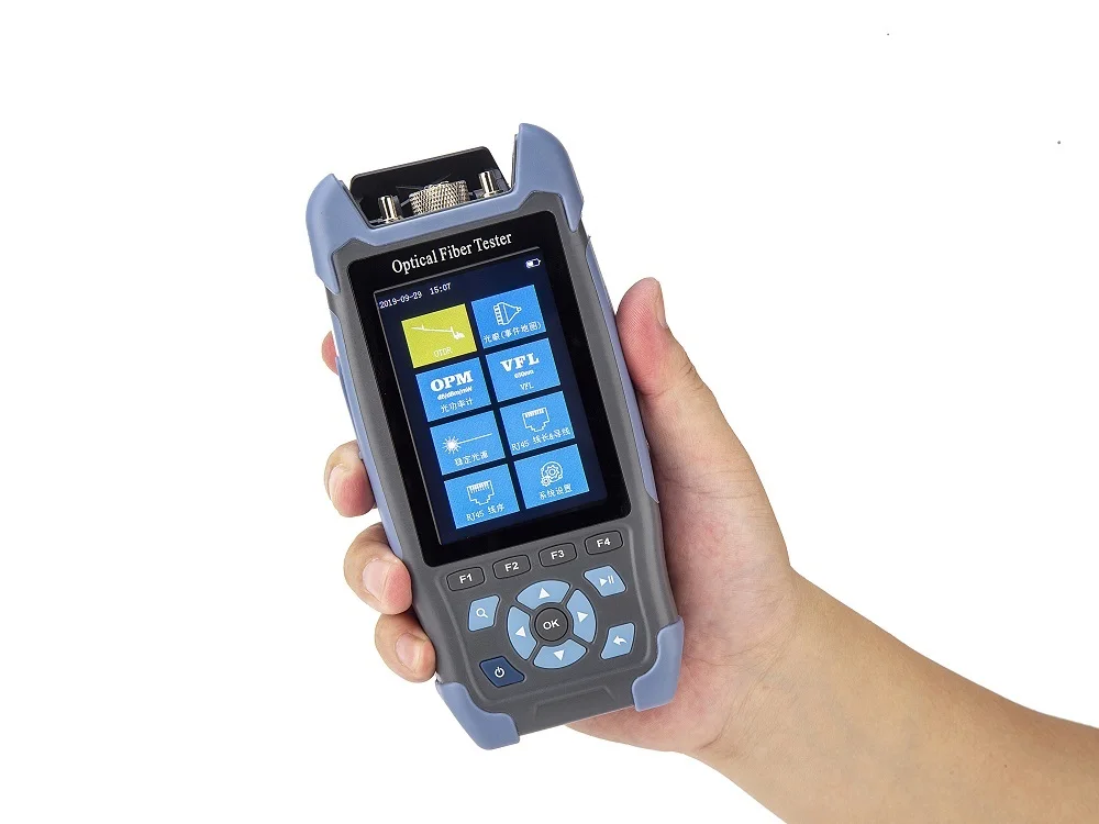 MINI OTDR Fiber Optic Reflectometer with 9 Functions VFL OLS OPM Event Map Cable Ethernet Fiber Cable Tester otdr Multi Language