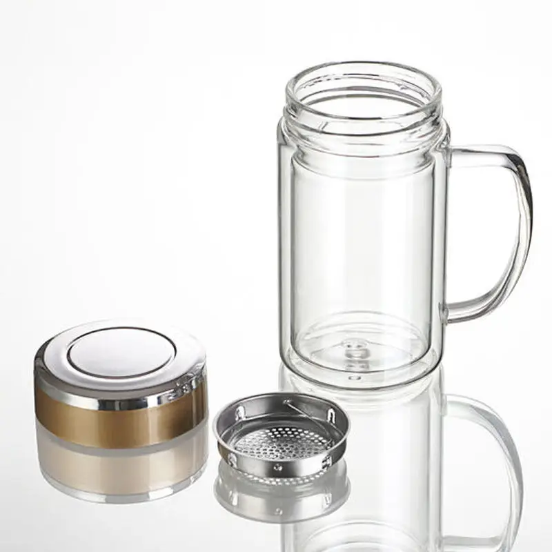 

Double Glass Teacup Male Water Glass with Strainer Large Capacity Office Cup Tea Cup Hydro Flask Vacuum Flask Thermos for Food