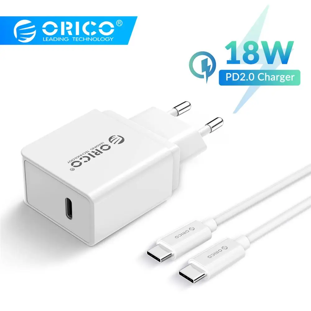 

ORICO 18W PD2.0 USB Type C Charger Quick Charge PD 2.0 Fast Charger for iPhone Samsung Xiaomi