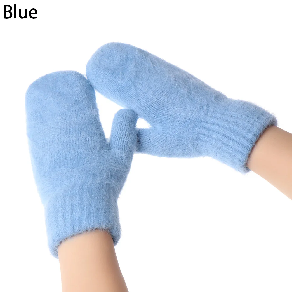 blue Плюшевые перчатки, ветрозащитные плотные теплые варежки, зимние мягкие бархатные эластичные перчатки, яркие цвета, модные зимние теплые перчатки - Цвет: blue