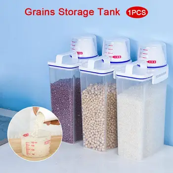 

Grain Storage Tanks Storage Canister Storage Container Practical Durable Measuring Cup PP Transparent Rice Fresh Keeping