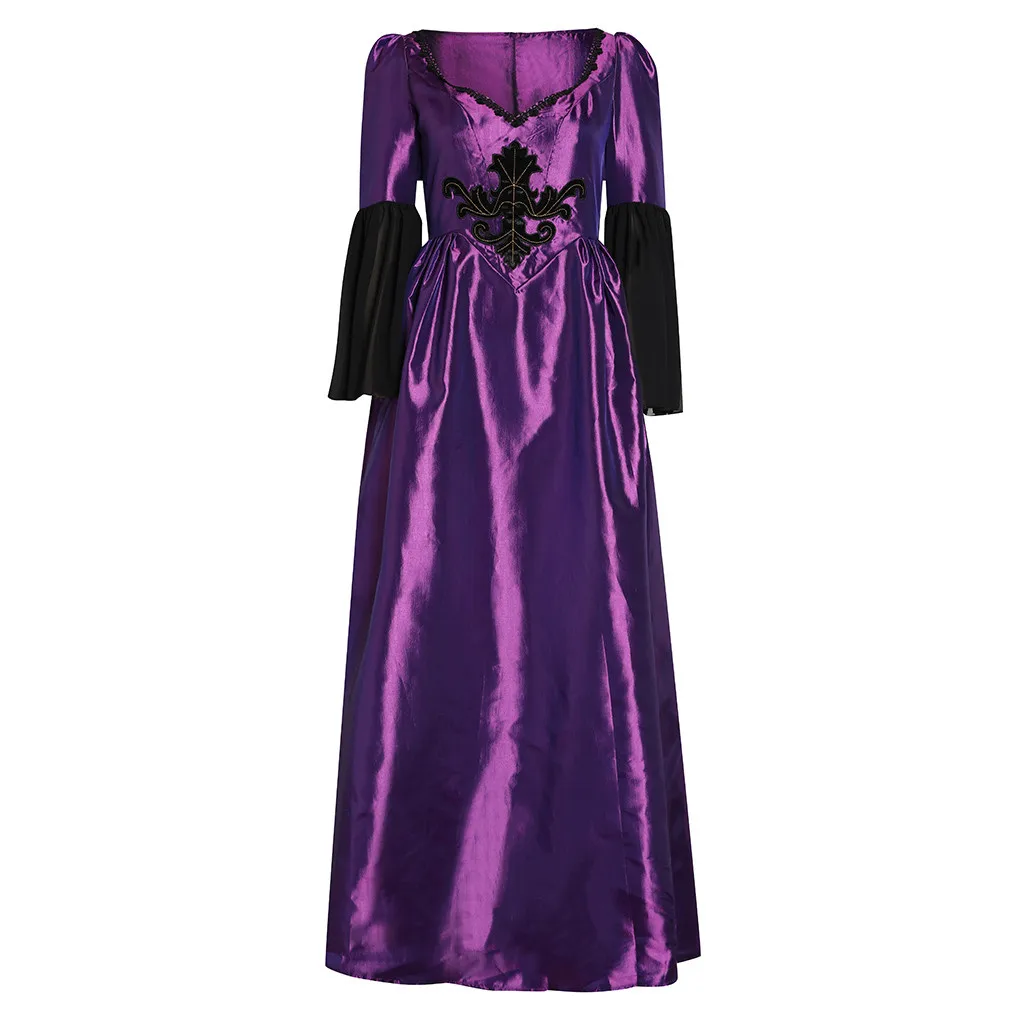 Черное готическое Платье женское ретро лоскутное сексуальное кружевное средневековое платье костюмы на Хэллоуин для женщин глубокий v-образный вырез платье Ренессанса