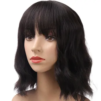 

Synthetic Bob style Wigs Short Hair Natural Hair Colors Brown Blck Grey Ombre Wigs with Bangs Hair MUMUPI