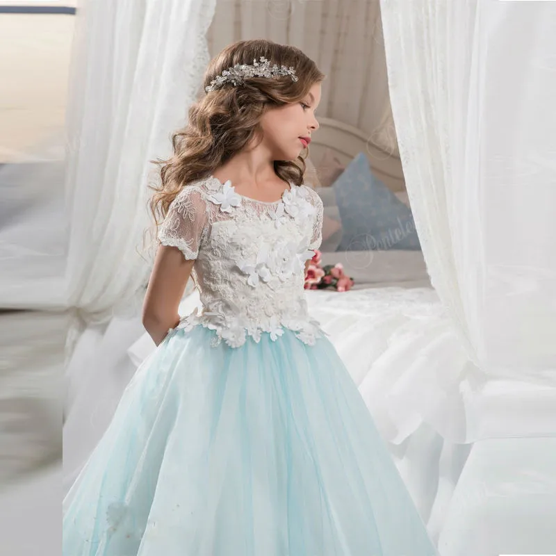 

Tailing Lace Princess-Style Flower Boys/Flower Girls Wedding Dress Bow Performance Ball Girls' Wedding Dress New Style