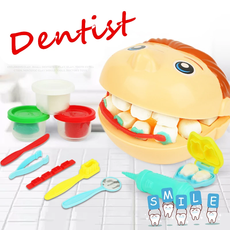 Children's toy dentist set handmade braces mold plasticine plasticine children play house puzzle doctor toy