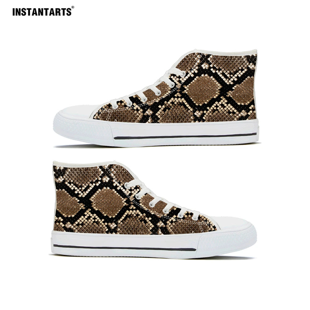 

INSTANTARTS Fashion Python Skin Pattern Woman High Style Canvas Shoes Breathe Lacing Sneakers Girl Lady Casual Vulcanized Shoes