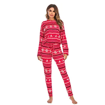 

Women's Pajamas Christmas Shorts Set Round Neck Snowflake Elk Print Loose Elastic Homewear