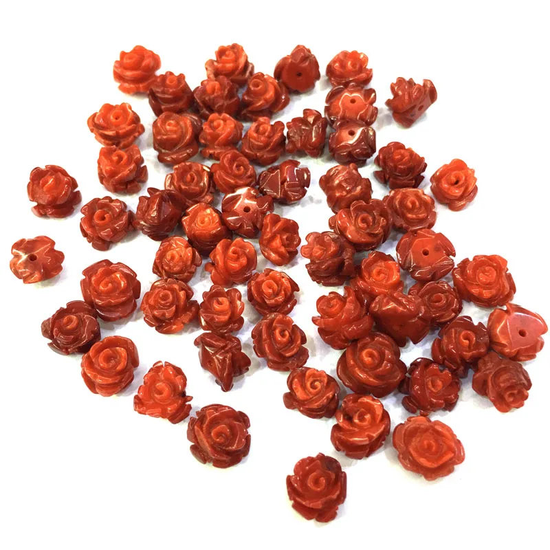 

Wholesale Lots Bulk Natural Coral Stone Beads Flower Shape Cabochon Half Hole Beads for Jewelry Making Earrings Supplies 8x10mm