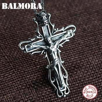 

BALMORA 925 Sterling Silver Crucifix Jesus Emmanuel Pendant For Necklaces For Women Men Catholic Holy Chsitian Chapel Jewelry