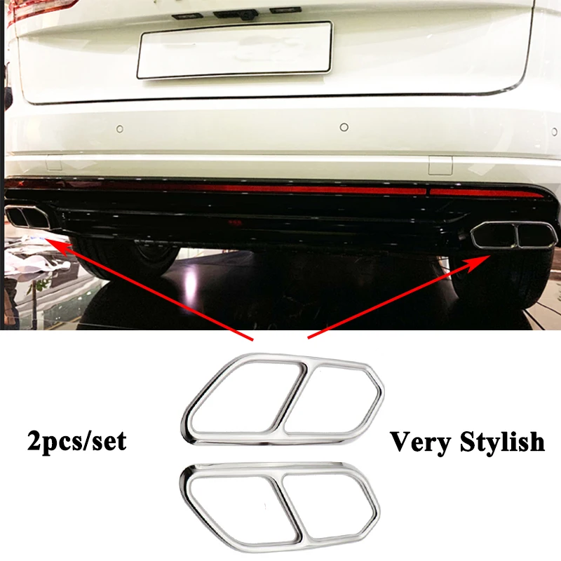 Skup 2 sztuk zestaw SEEYULE tylny samochód wydechowy tylna rura wydechowa tłumik rura dekoracyjna wskazówka osłona na usta akcesoria dla VW Volkswagen Touareg 2019