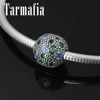 

Fit Original Women Bracelets Authentic 925 Sterling Silver Blue Green CZ Clip Charms Clip Lock Beads Fine Jewelry Making Gifts