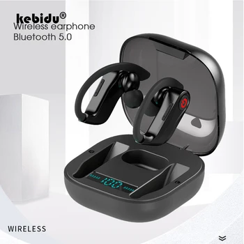 

kebidu Q62 Bluetooth 5.0 Earphones TWS LED Display Earphone Handsfree Sport Ear Hook Gaming Headset with Dual Microphones