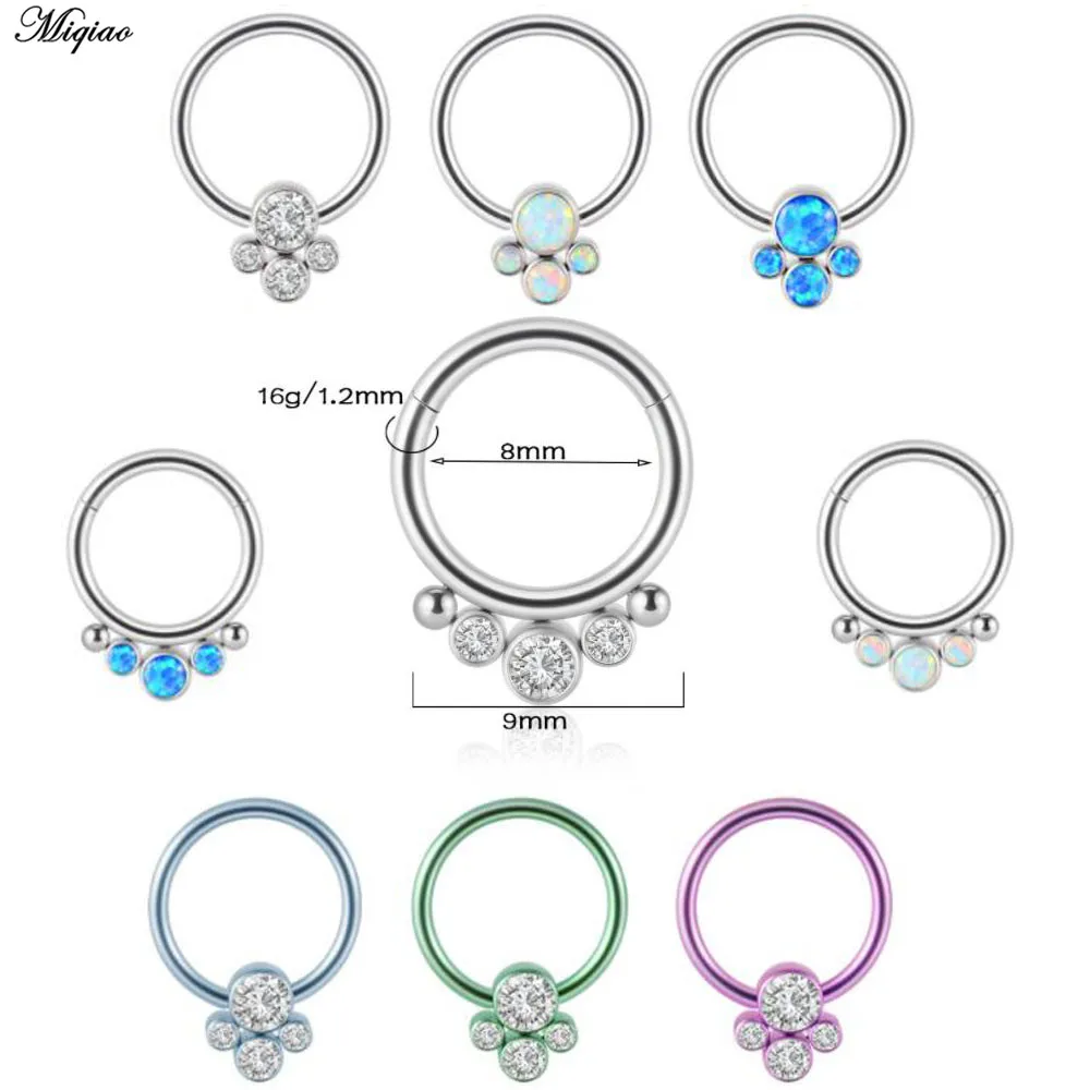 

Miqiao 1pc 16G Opal Nose Ring Bcr Card Ball Nose Nail Steel Ball Nose Ring G23 Titanium Ear Bone Ring Jewelry Piercing
