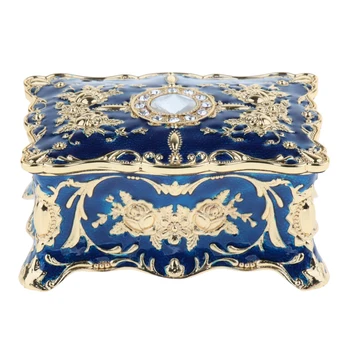 

Vintage Rectangle Trinket Jewelry Boxes Metal Gift Storage Organizer