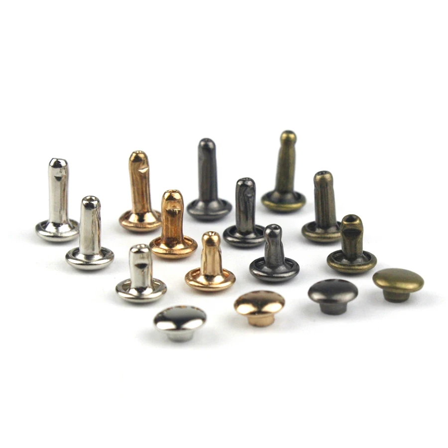 

100sets 6mm 8mm Metal Double Cap Rivets Studs Round Rapid Rivet for Leather Craft Bag Belt Garments Hat Shoes Pet Collar Decor