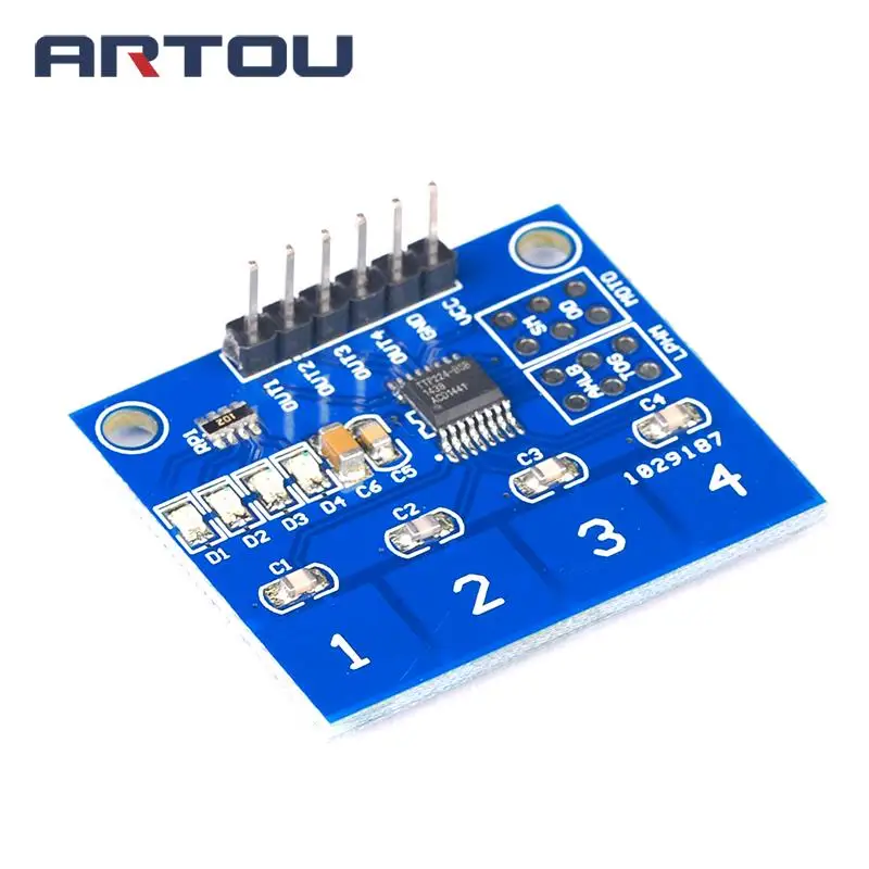 

TTP224 Switch Touch Sensor Digital 4 channel Touch Capacitive Module for Arduino