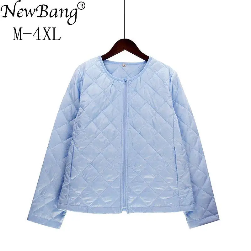 

NewBang Brand Plus Size Lightweight Cotton Coat Women Winter Warm Linner Collarless Coat With Zipper Feamale Slim Jackets