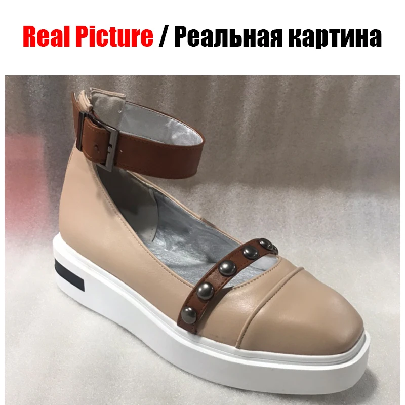 DoraTasia/Большой размер 34-43, новая брендовая пряжка ремня с заклепками женская обувь с застежкой-молнией, Повседневная модная Демисезонная обувь на плоской подошве