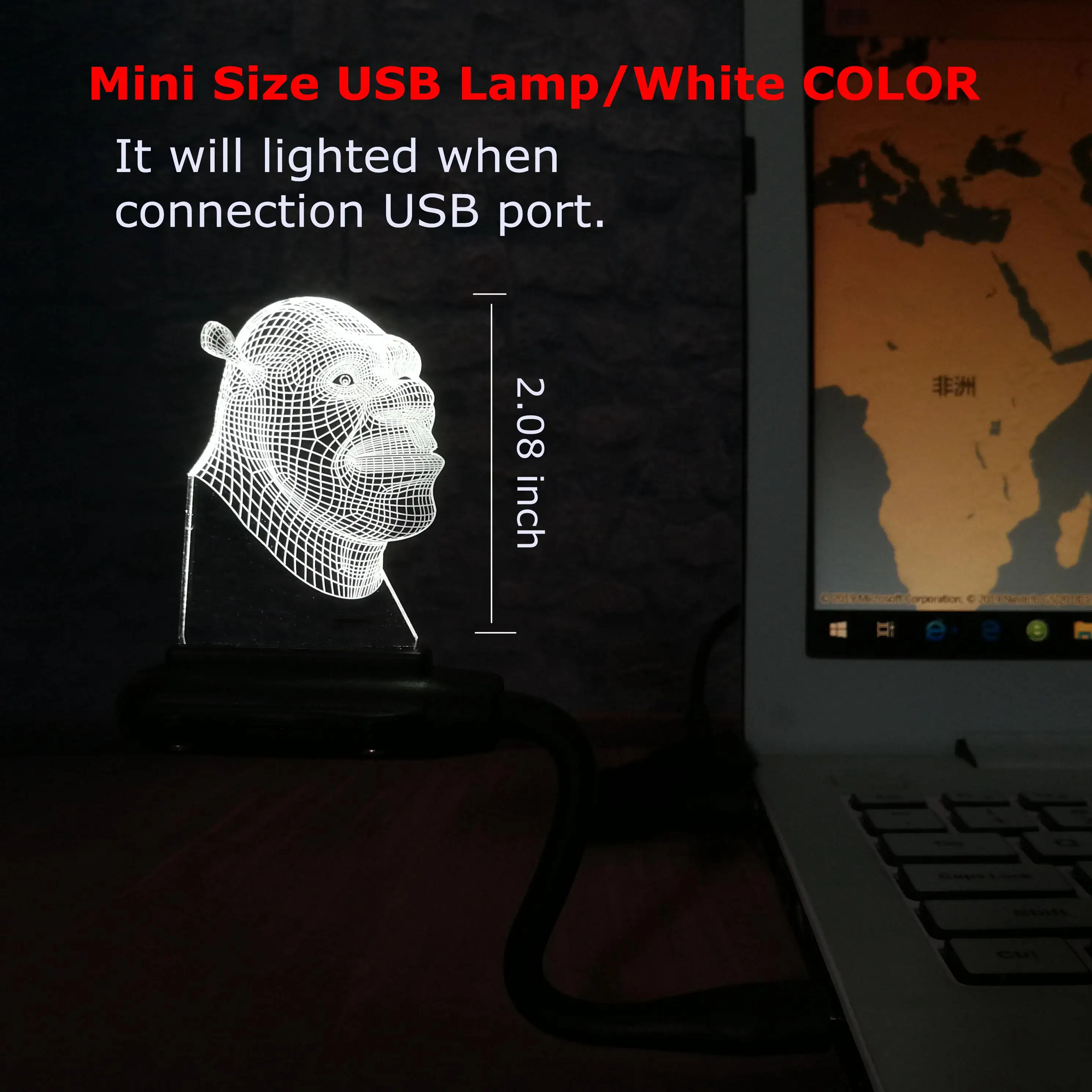 Mini Lamp DC фигурка из комиксов, ночной Светильник Шрек для детской спальни, акриловый 3D светодиодный Usb Настольный светильник, декор для комнаты, подарок для мальчиков - Испускаемый цвет: Mini Lamp