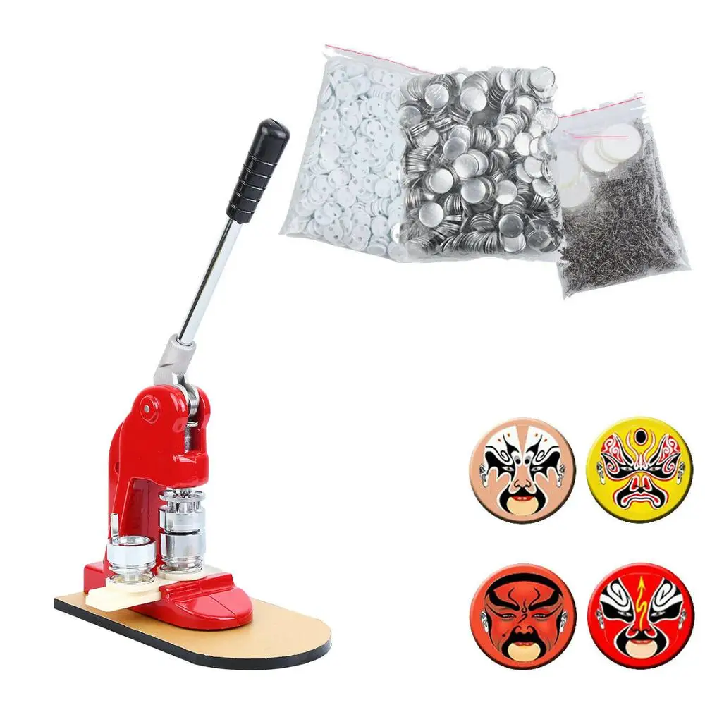 

25mm Button & Badge Maker Badge Making Machine button pin maker Punch Press Machine Button Supply Circle Cutter Red