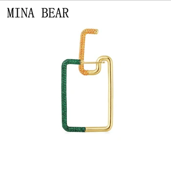 

New high-quality fashion Mona color rectangular geometric earrings with ear clips. Single personality temperament female earring