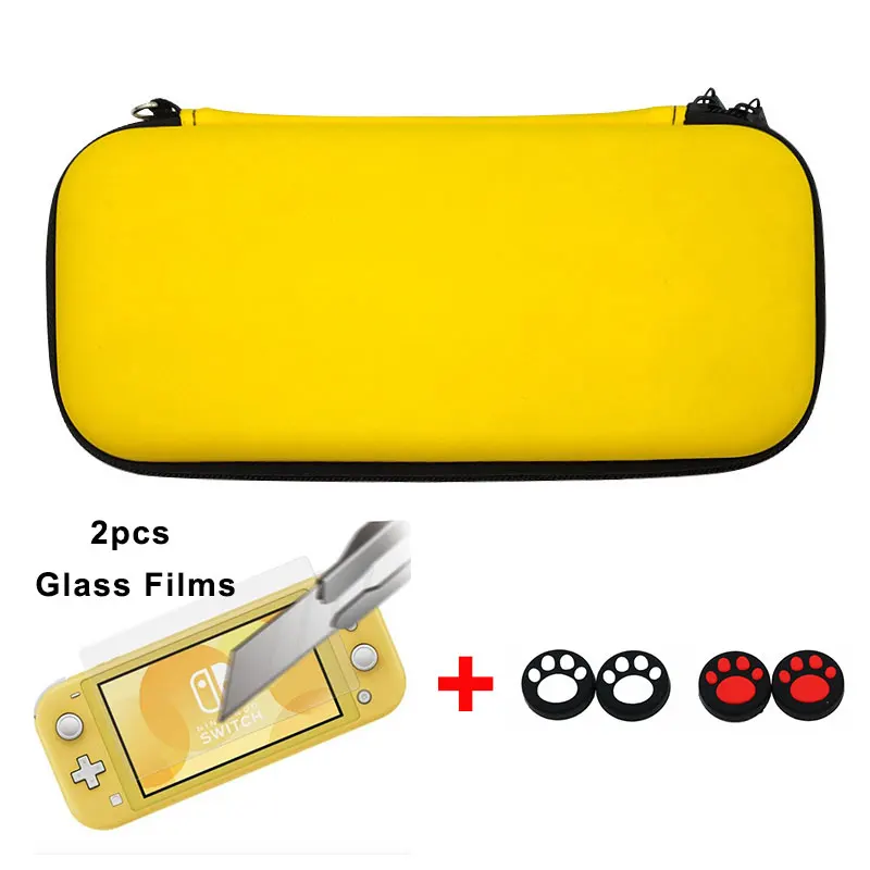 Yellow Kit Сумка для переноски из искусственной кожи и ЭВА для nintendo Switch Lite, чехол с цветным водостойким покрытием, аксессуары для игр для nintendo Switch Mini - Цвет: Yellow Kit