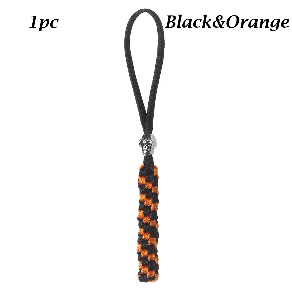 1 шт., нейлоновая цепочка с узлом для кемпинга, инструмент для выживания, веревка, украшения, нож, кулон, брелок для ключей, инструменты DIY, 7 нитей - Цвет: Black Orange