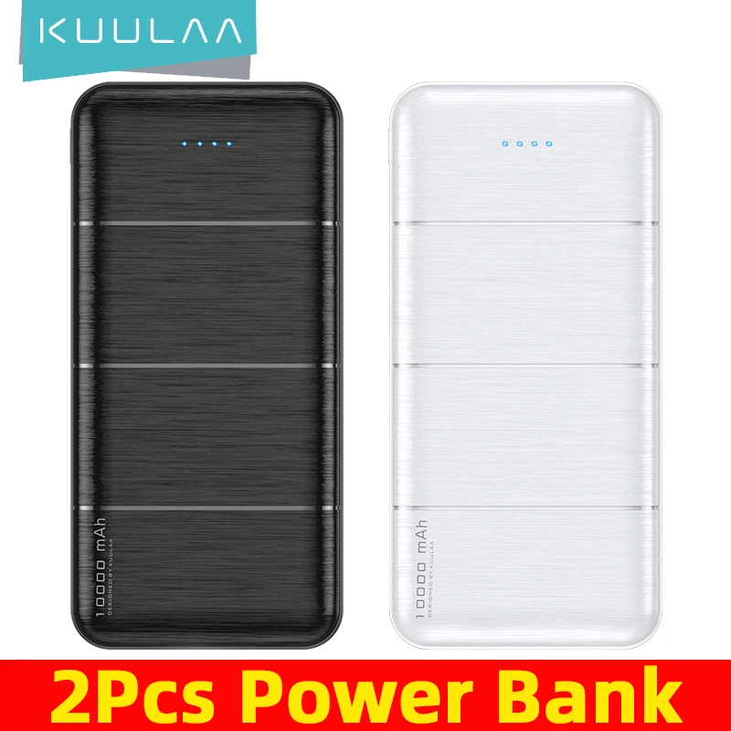 KUULAA Banco de de carga portátil, cargador de batería externa de 10000 para Xiaomi y iPhone, 2 uds.cargadores celular portátiles bateria externa carga rapida cargador de bateria portatil para