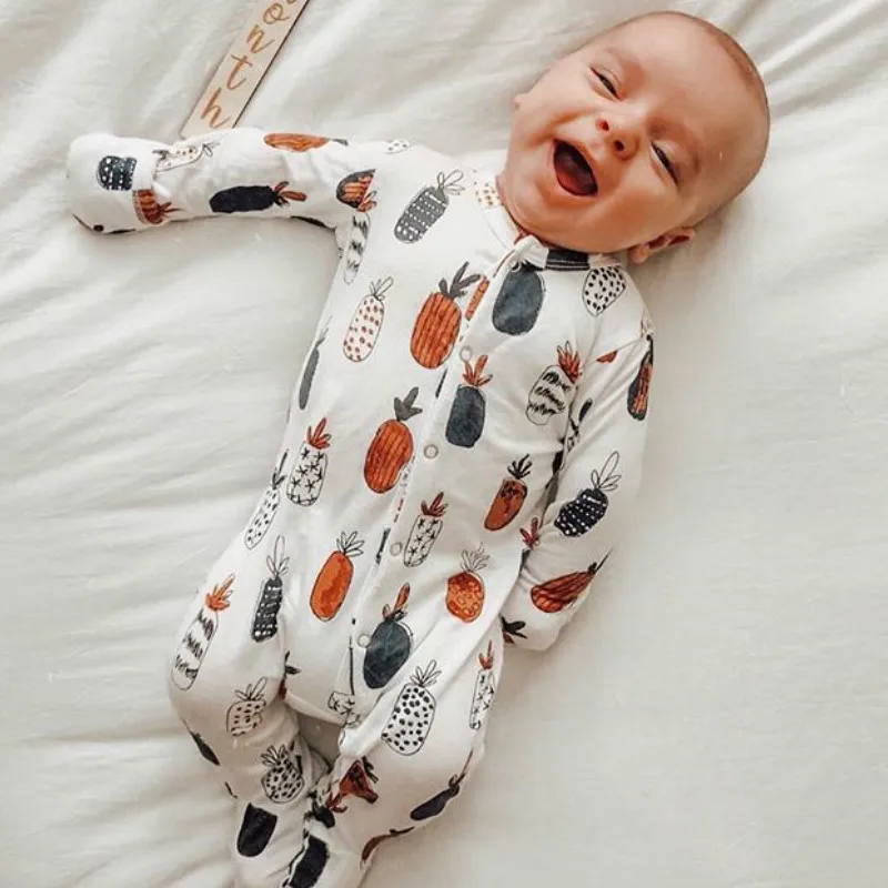 Одежда для новорожденных младенцев с длинными рукавами маленьких девочек принты