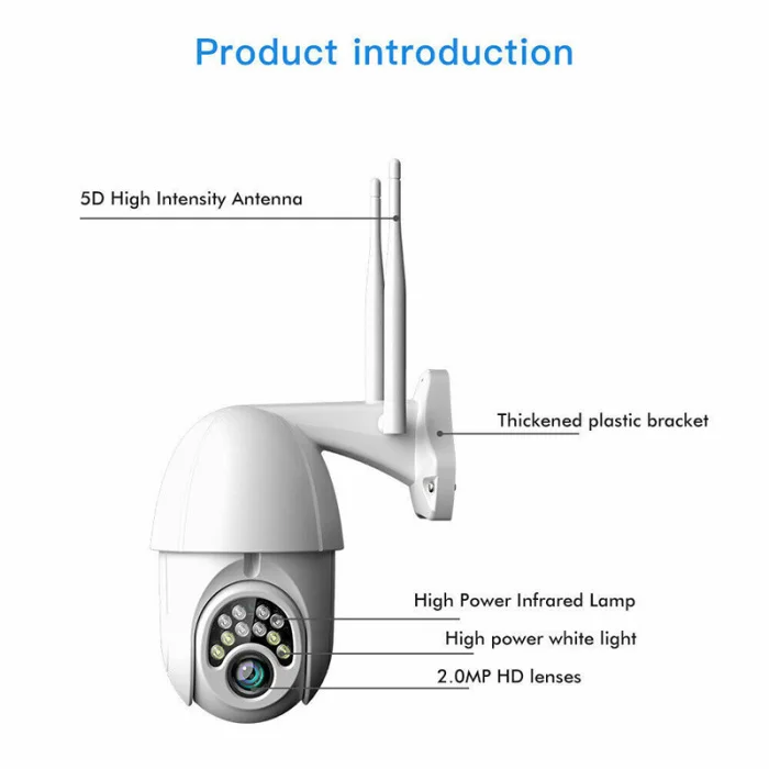1080P PTZ купольная Беспроводная IP wifi камера ночного видения Водонепроницаемая камера безопасности ИК PAK55