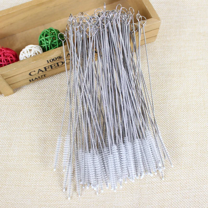 

5/10/20/40pcs/set stainless steel baby bottle straw brush fish tank straw glass tube spiral soft straw cleaning brush wholesale