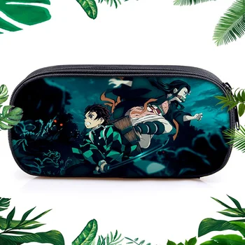 

Anime Demon Slayer Kimetsu No Yaiba Canvas Purse Pencil Case Zipper Makeup Bag Pen Stationery Bag