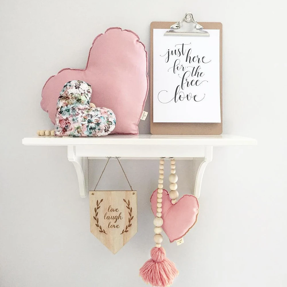 Vertical Art Bedroom Wood Beaded Craft Heart Shaped Decorative Pendant Cute Backdrop Cribs Handmade For Kids Hanging Decoration