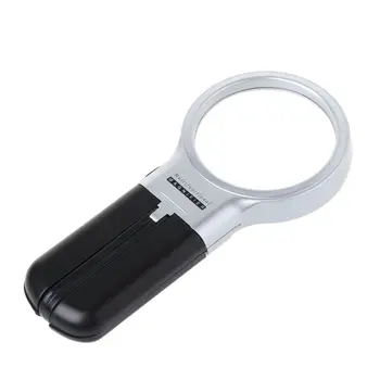 

Handheld Desktop Magnifying Glass Multi-Function Folding 3 Times with LED Lights for The Elderly Reading Plexiglass Lens Magnifi