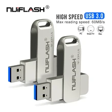 Высокая скорость 3,0 USB флэш-накопитель 128 Гб 64 ГБ 32 ГБ скорость до 60 м/с Флешка 16 Гб металлический флеш-накопитель вращается флэш-память usb ключ