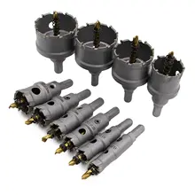 EcotsonDeco – Kit de scie cloche pour métal dur, ensemble de coupe de trous à pointe en carbure de tungstène avec foret pilote plaqué titane 10 pièces