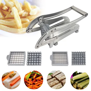 

4 Blades Stainless Steel Home French Fries Potato Chips Strip Slicer Cutter Chopper Chips Machine Making Tool Potato Cut Fries